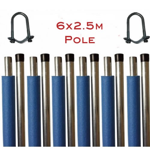 Replacement Trampoline Enclosure Pole - 2.5m (Set of 6 including brackets)