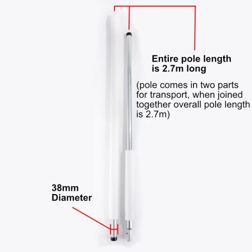 Extra Wide (38mm) Trampoline Enclosure Pole 2.7m